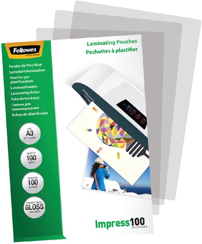 Lamineerhoezen A3 200 micron (2x100) Fellowes 100 stuks-2