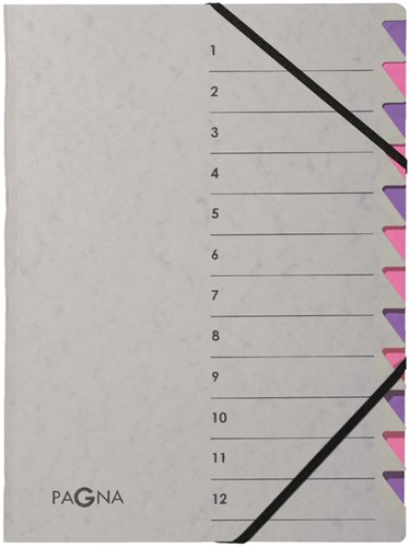 Sorteermap Pagna Easy 12 tabs A4 grijs