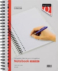 Collegeblok Quantore A4 23-gaats 4 tabs lijn 100vel
