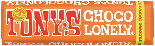 Tony's chocolonely chocolade reep van 47 gram melk karamel zeezout
