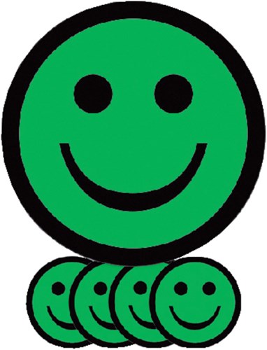 Magneet diameter 75mm smiley groen blister van 5 stuks