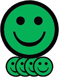 Magneet diameter 25mm smiley groen blister van 5 stuks