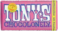 Chocolade Tony's Chocolonely reep 180gr wit framboos knettersuiker