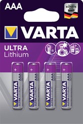 AAA batterijen lithium Varta Ultra 4 stuks