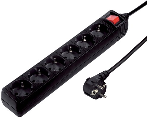 Tafelcontactdoos 6voudig beveiligd 500cm zwart-2