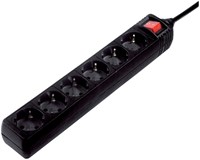 Tafelcontactdoos 6voudig beveiligd 500cm zwart