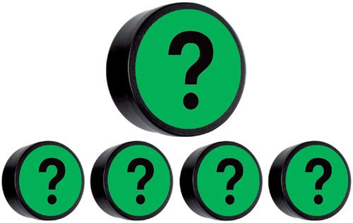 Magneet diameter 35mm vraagteken groen zak van 5 stuks