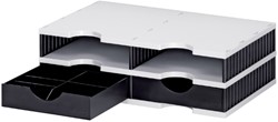 Opbergsysteem Styrodoc Duo A4 zwart/grijs stapelbaar 4 vakken 2 lades