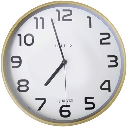 Unilux wandklok Baltic diameter 30,5 cm hout en wit