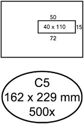 C5 Envelop met venster rechts Quantore 162x229mm doos van 500 stuks wit