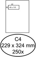 C4 Envelop met venster links Quantore 229x324mm doos van 250 stuks wit