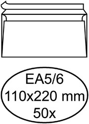 Envelop 110x220mm zonder venster met plakstrip pak van 50 stuks