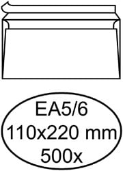Envelop 110x220mm zonder venster met plakstrip doos van 500 stuks