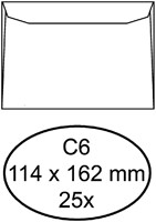 C6 Envelop 114x162mm zonder venster pak van 25 stuks