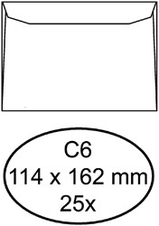 C6 Envelop 114x162mm zonder venster pak van 25 stuks