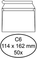 C6 Envelop 114x162mm zonder venster met plakstrip pak van 50 stuks