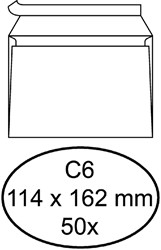 C6 Envelop 114x162mm zonder venster met plakstrip pak van 50 stuks