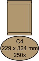 A4 envelop zonder venster Quantore 229x324mm doos van 250 stuks bruin 229 x 324 mm