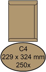 A4 envelop zonder venster Quantore 229x324mm doos van 250 stuks bruin 229 x 324 mm