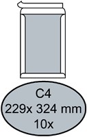 Bordrug enveloppen C4 229x324mm zelfkl. wit 10stuks
