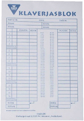 Scoreblok Klaverjas 50vel