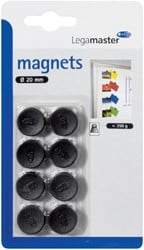 Magneet diameter 20mm 250gr zwart pak van 8 stuks