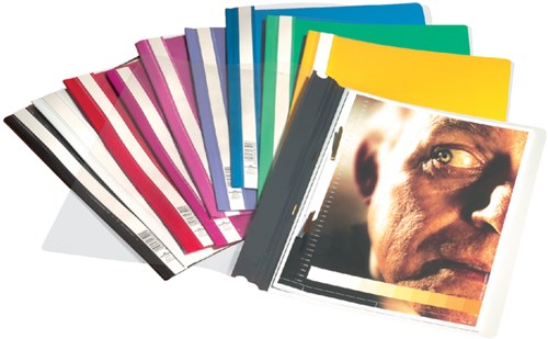 Snelhechters Durable met etiketvenster geel PK/10-2