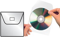 Cd/dvd hoes 3L 127x127mm met klep zelfklevend transparant-2