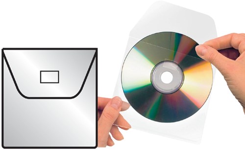 Cd/dvd hoes 3L 127x127mm met klep zelfklevend transparant-2