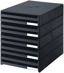 Bureau ladekastje van gerecycled plastic met 10 open laden zwart