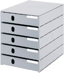 Mini ladenkastje Styro gerecycled plastic met 5 gesloten laden grijs