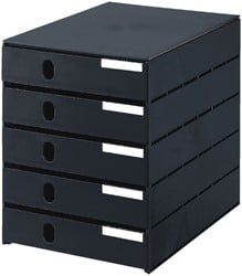 Ladenkastje Styro bureau Styroval met 5 gesloten laden, zwart