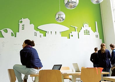 Whiteboard wand zonder rand