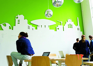 Whiteboard wand zonder rand