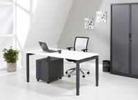 Wit bureau met antraciet poten.