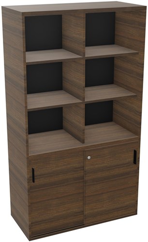 Houten kast met schuifdeuren en vakken 179cm hoog Kara-2