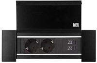 Inbouw bureau stopcontact Power Frame 2 x230V + 1x USB A + 1x USB C met afsluitdeksel