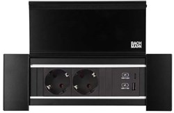 Inbouw bureau stopcontact Power Frame 2 x230V + 1x USB A + 1x USB C met afsluitdeksel