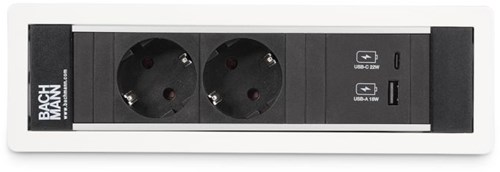 Inbouw bureau stopcontact Power Frame 2 x230V + 1x USB A lader + 1x USB C lader-3