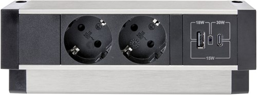 Bureau stekkerdoos 2x 220V + USB A / USB C met bladklem-2