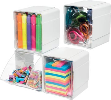 Bureaubakje met kantellaadjes wit 4 stuks