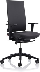 Bureaustoel ergonomisch Köhl Anteo Basic Slimline extra hoge rugleuning - 4D armsteunen - Arube Tube 9300 Grenadinerood - Zwart kunststof voetenkruis