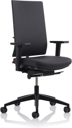 Bureaustoel ergonomisch Köhl Anteo Basic Slimline extra hoge rugleuning - 4D armsteunen - Arube Tube 9300 Grenadinerood - Zwart kunststof voetenkruis