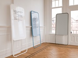 Verplaatsbaar dubbelzijdig whiteboard 190x76cm Momentum blauw