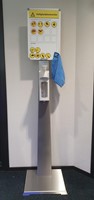 Desinfectie zuil RVS met dispenser en magnetisch infobord