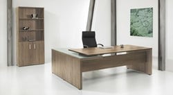 Directie hoekbureau Oakwood XTR 230x172cm met glazen topblad - Links - Donker eiken
