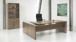 Directie hoekbureau Oakwood XTR 230x172cm met glazen topblad
