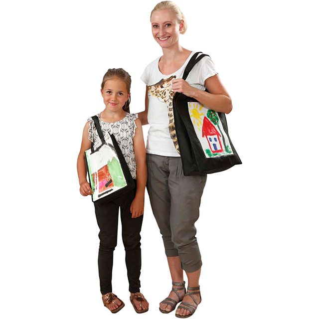 Draagtas zwart 42x34x12cm met plastic inschuifvak-2