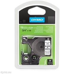 Dymo D1 tape 16960 19mm zwart op wit permanent