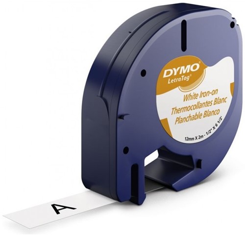 Dymo LetraTag tape 18769 12mm zwart op wit opstrijkbaar-2
